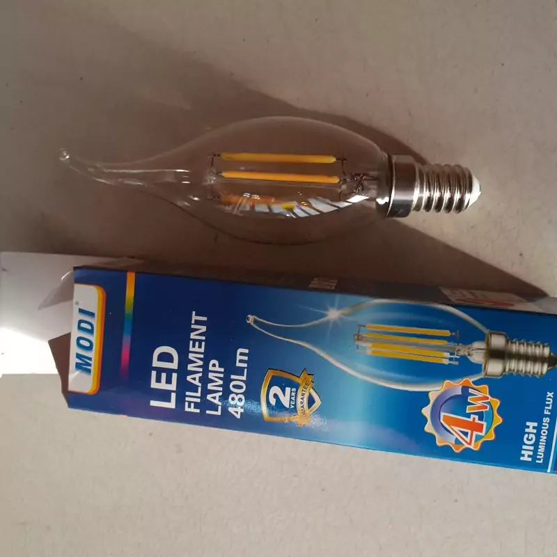 لامپ لوسترمارک مودی .۴وات،رنگ آفتابی و مهتابی پرنور.فوق کم مصرف،نسل فلامینی